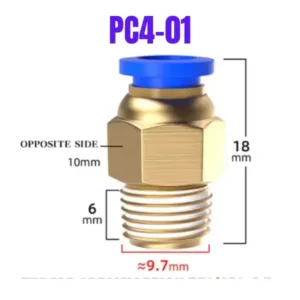 acople racor teflon ptfe PC4-01 conector neumático para extrusor impresora 3D