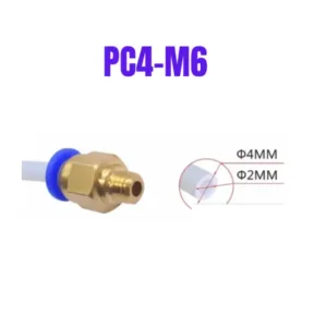 acople racor PC4-M6 teflón PTFE para extrusor impresora 3D