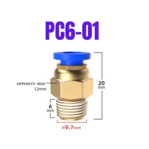 acople racor ptfe pc6-01 conector neumático extrusor Bowden