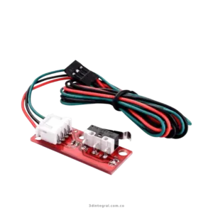 Interruptor límite mecánico con cable para impresora 3D, vista frontal del módulo y conector 3 pines