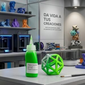 Pintura automotriz verde fluorescente 30ml poliéster vista frontal