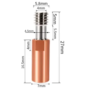 disipador calor bimetálico Ender 3 M6 x 27mm vista frontal