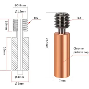 Disipador calor bimetálico M6 27,5 mm para Ender 3