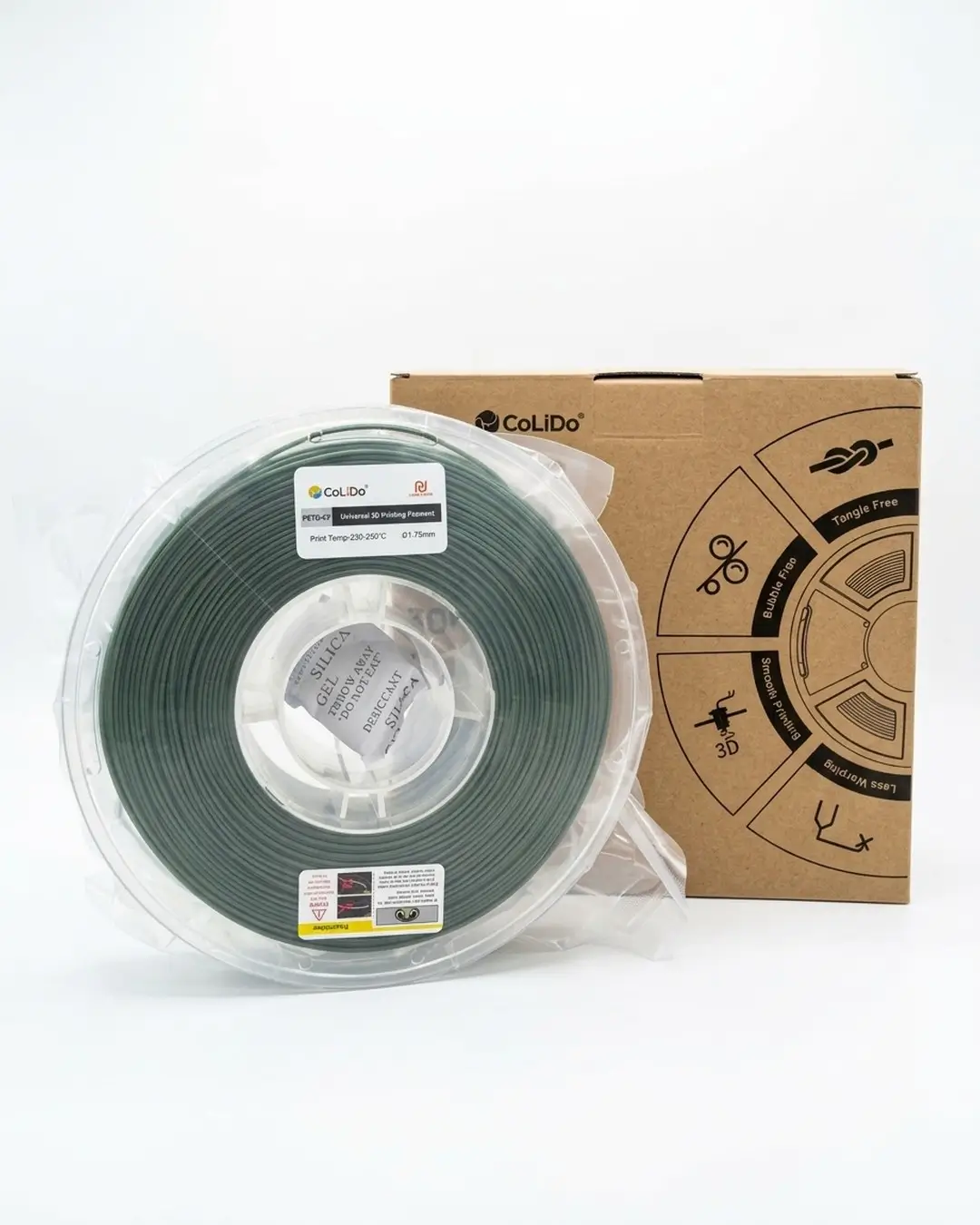 PA6-CF Verde Filamento PA6-CF nylon fibra de carbono color verde en carrete 1kg para impresión 3D