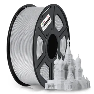 Filamento PLA+ 1.75mm plateado rollo 1 Kg para impresora 3D